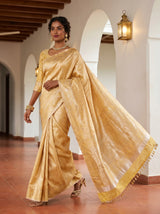 MIMOSA Mustard Kanjivaram Art Silk Saree — pose 7 styling detail