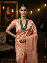 MIMOSA Peach Kanjivaram Art Silk Saree — view of saree drape and pallu