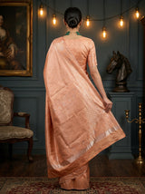 MIMOSA Peach Kanjivaram Art Silk Saree — close-up of face and shoulder