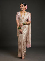 MIMOSA Pink Kanjivaram Art Silk Saree — full length view