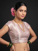 MIMOSA Pink Kanjivaram Art Silk Saree — blouse close-up
