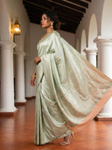 MIMOSA Pista Kanjivaram Art Silk Saree — detail of blouse and border