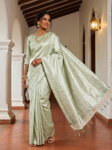 MIMOSA Pista Kanjivaram Art Silk Saree — pose 9 styling detail