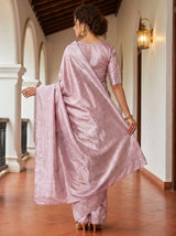 MIMOSA Violet Kanjivaram Art Silk Saree — close-up of face and shoulder