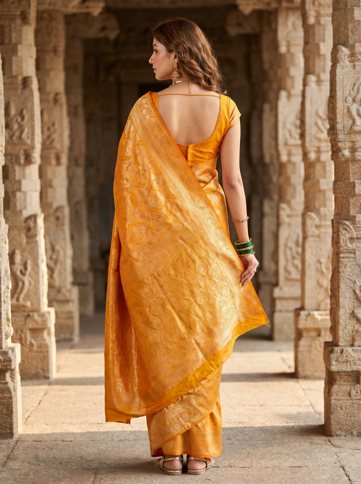 MIMOSA Mustard Saree Saree — pose 2 styling detail