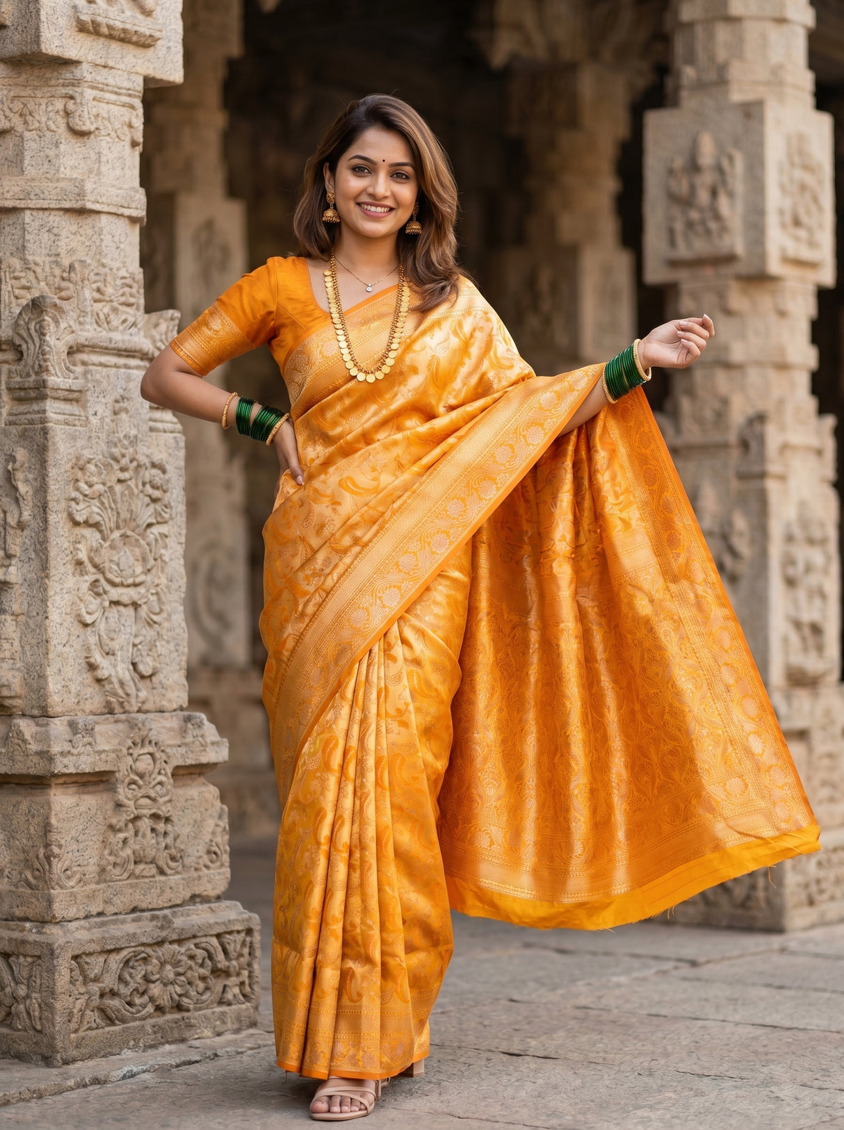 MIMOSA Mustard Saree Saree — pose 6 styling detail
