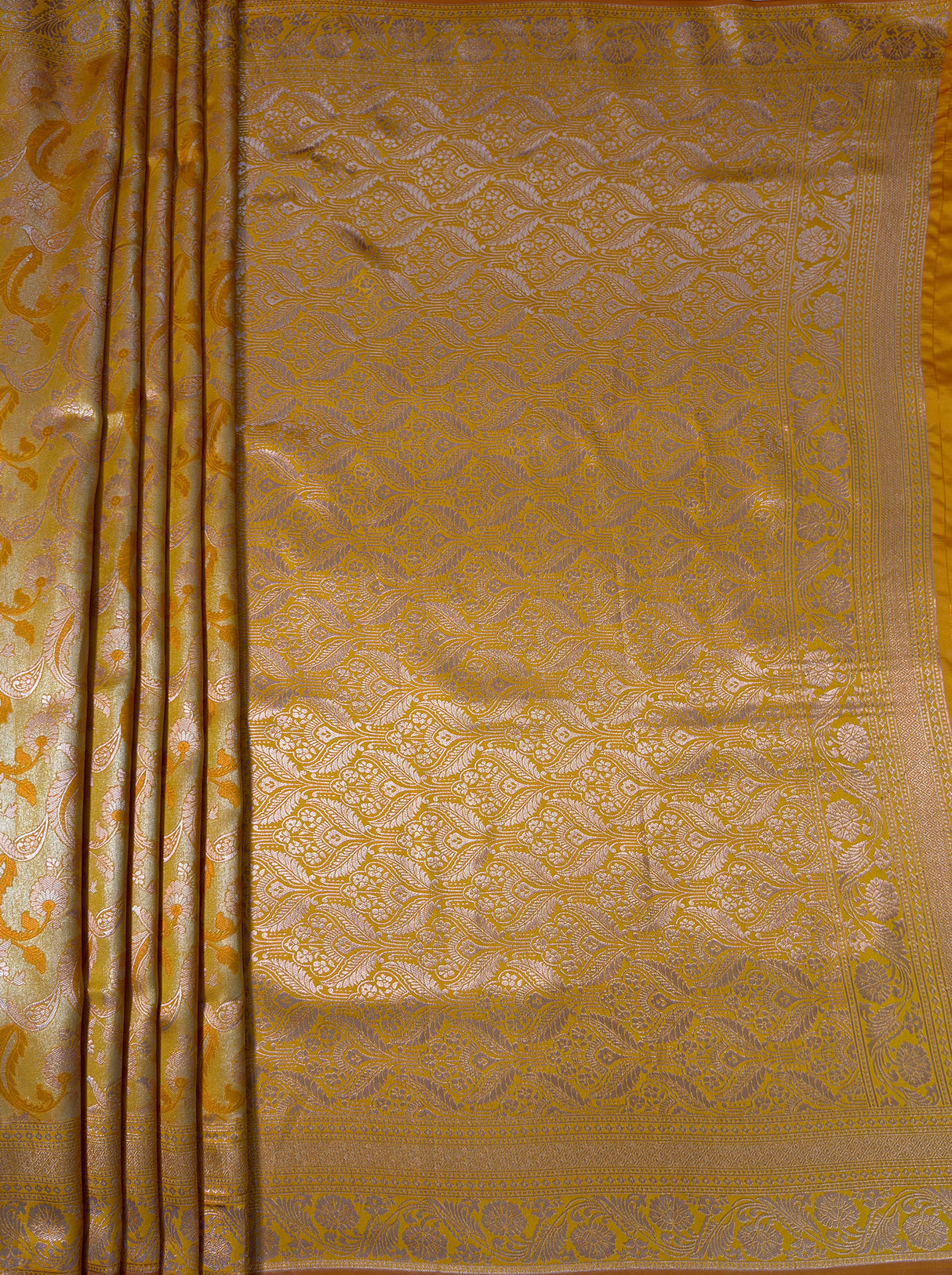 MIMOSA Mustard Saree Saree — pallu and zari work detail