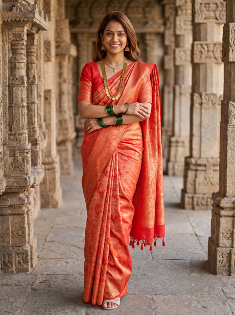 MIMOSA Strawberry Saree Saree — pose 4 styling detail