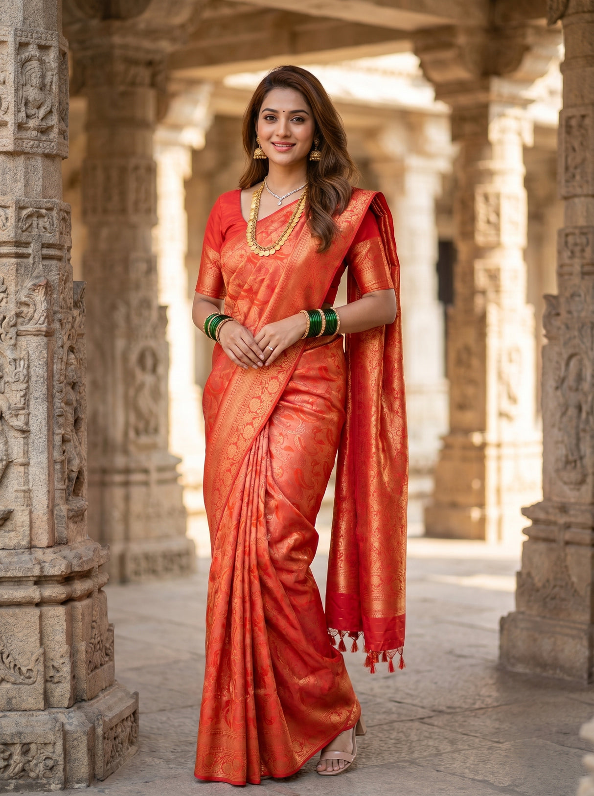 MIMOSA Strawberry Saree Saree — pose 5 styling detail