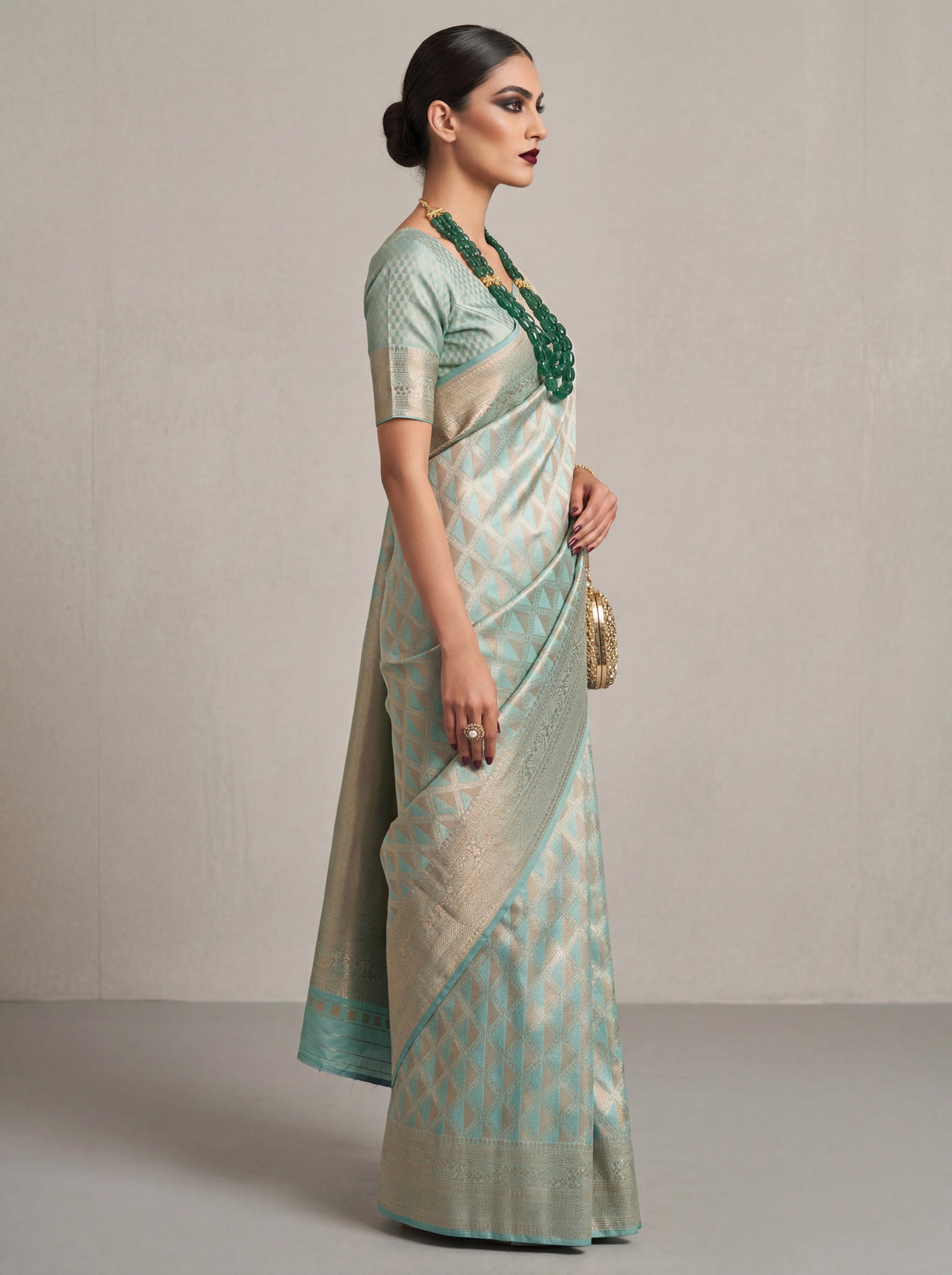 MIMOSA Ananda Kanjivaram Art Silk Saree — Fabric Texture