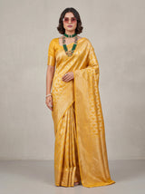 MIMOSA Mustard Kanjivaram Art Silk Saree — pose 5 styling detail
