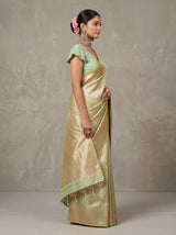 MIMOSA Olive Kanjivaram Art Silk Saree — Fabric Texture