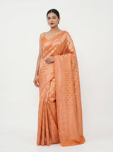 MIMOSA Orange Kanjivaram Art Silk Saree — Body and Border Detail