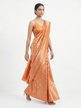 MIMOSA Orange Kanjivaram Art Silk Saree — Fabric Texture
