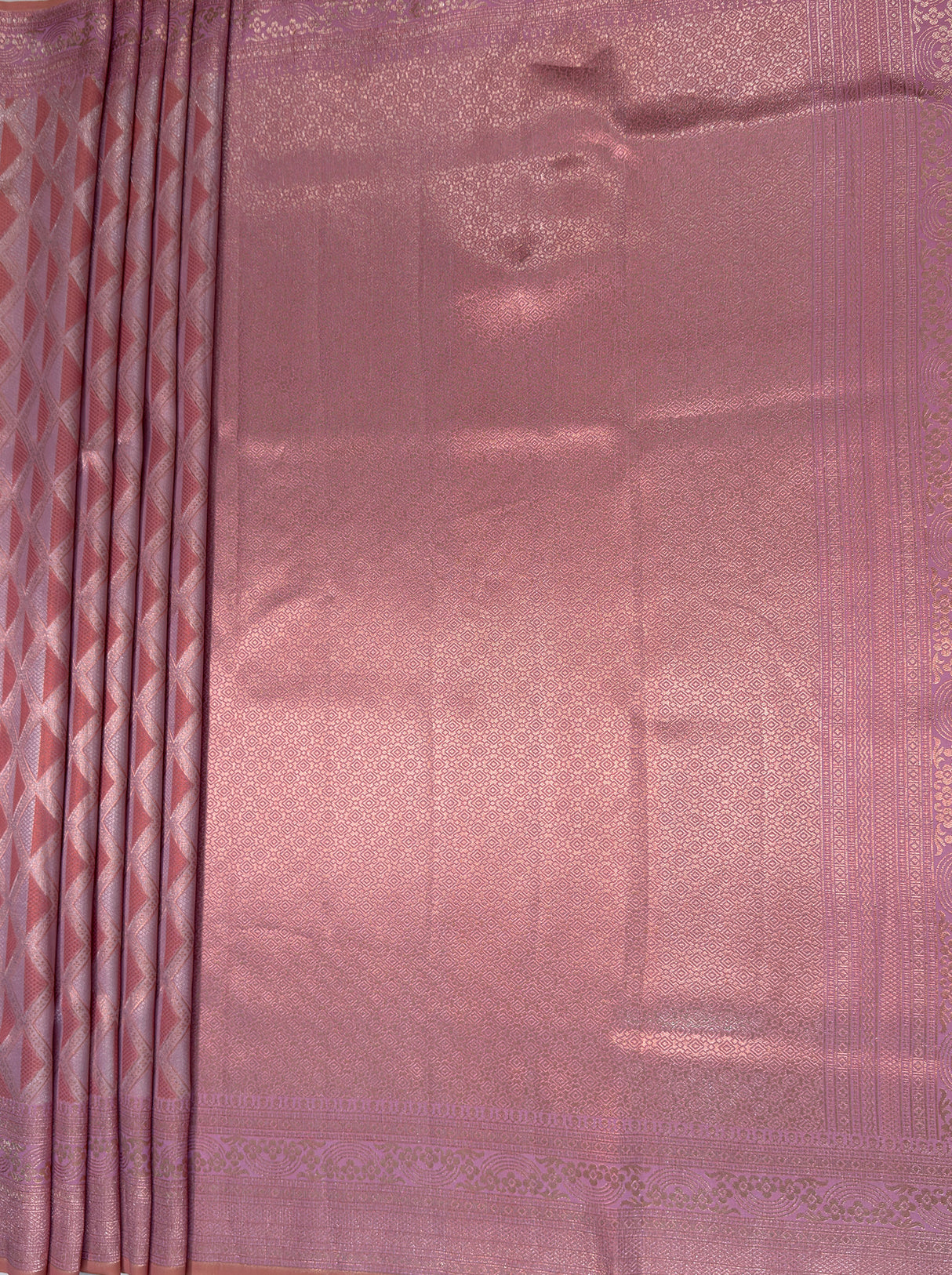 MIMOSA Pink Kanjivaram Art Silk Saree — pallu and zari work detail
