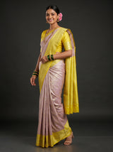 MIMOSA Grey Kanjivaram Art Silk Saree — Pallu detail