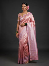 MIMOSA Pink Kanjivaram Art Silk Saree — Full View