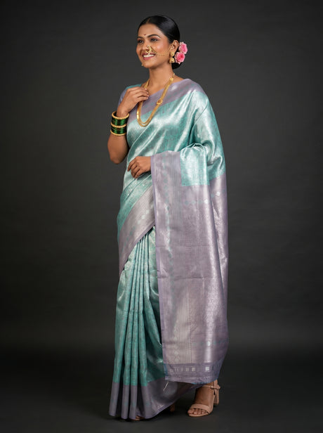MIMOSA Rama Kanjivaram Art Silk Saree — Full View