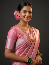 MIMOSA Strawberry Kanjivaram Art Silk Saree — pose 10 styling detail