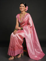 MIMOSA Strawberry Kanjivaram Art Silk Saree — pose 8 styling detail