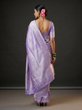 MIMOSA Violet Kanjivaram Art Silk Saree — Close up of face and pallu