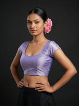 MIMOSA Violet Kanjivaram Art Silk Saree — blouse close-up