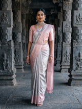 MIMOSA Grey Kanjivaram Art Silk Saree — Full View