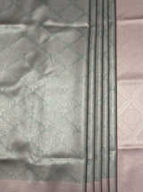 MIMOSA Grey Kanjivaram Art Silk Saree — Full view of lower drape and footwear