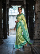 MIMOSA Olive Kanjivaram Art Silk Saree — Detail of Pallu Fabric