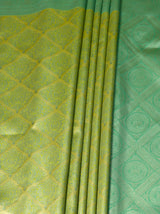 MIMOSA Olive Kanjivaram Art Silk Saree — Hem and Footwear