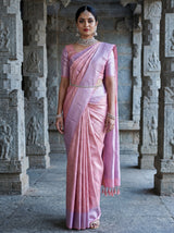 MIMOSA Pink Kanjivaram Art Silk Saree — Full View