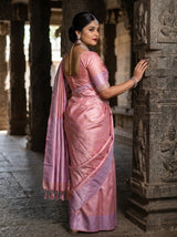 MIMOSA Pink Kanjivaram Art Silk Saree — Mid-section showing pleats