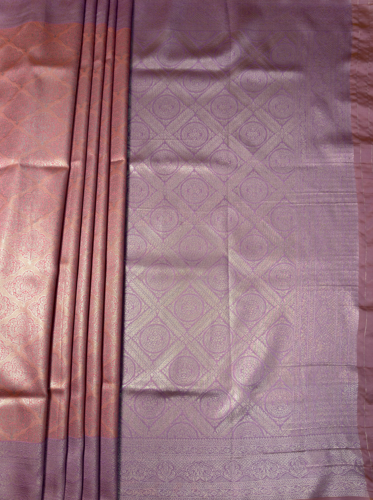 MIMOSA Pink Kanjivaram Art Silk Saree — Pallu End Detail