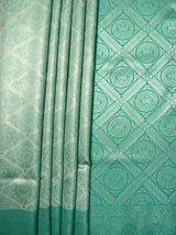 MIMOSA Rama Kanjivaram Art Silk Saree — Full view of lower drape and footwear