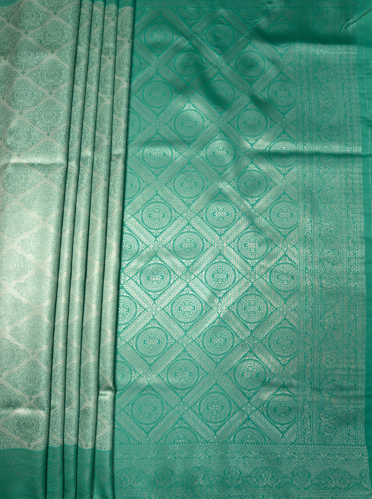 MIMOSA Rama Kanjivaram Art Silk Saree — Pallu End Detail