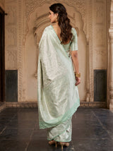 MIMOSA Liril Kanjivaram Art Silk Saree — close up of blouse and jewelry