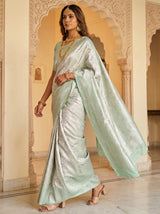 MIMOSA Liril Kanjivaram Art Silk Saree — view of the pallu and pleats
