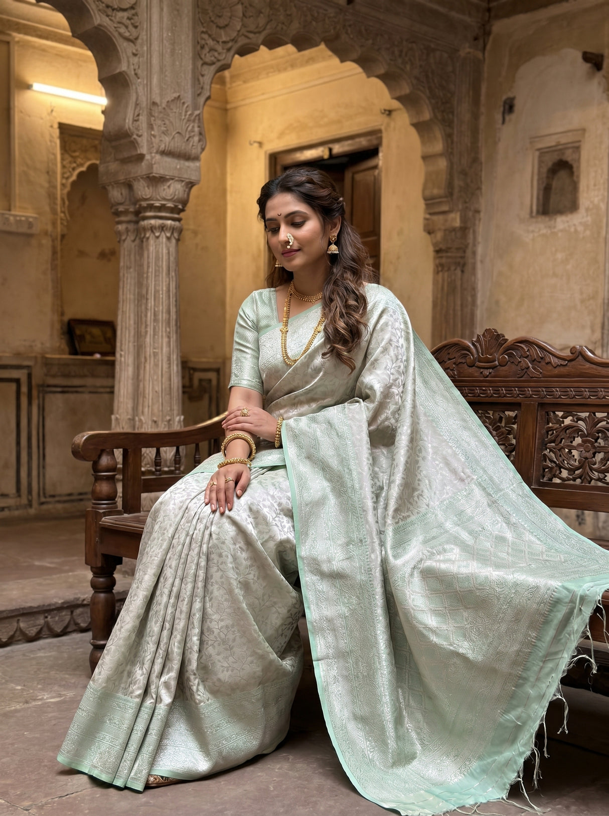 MIMOSA Liril Kanjivaram Art Silk Saree — pose 8 styling detail