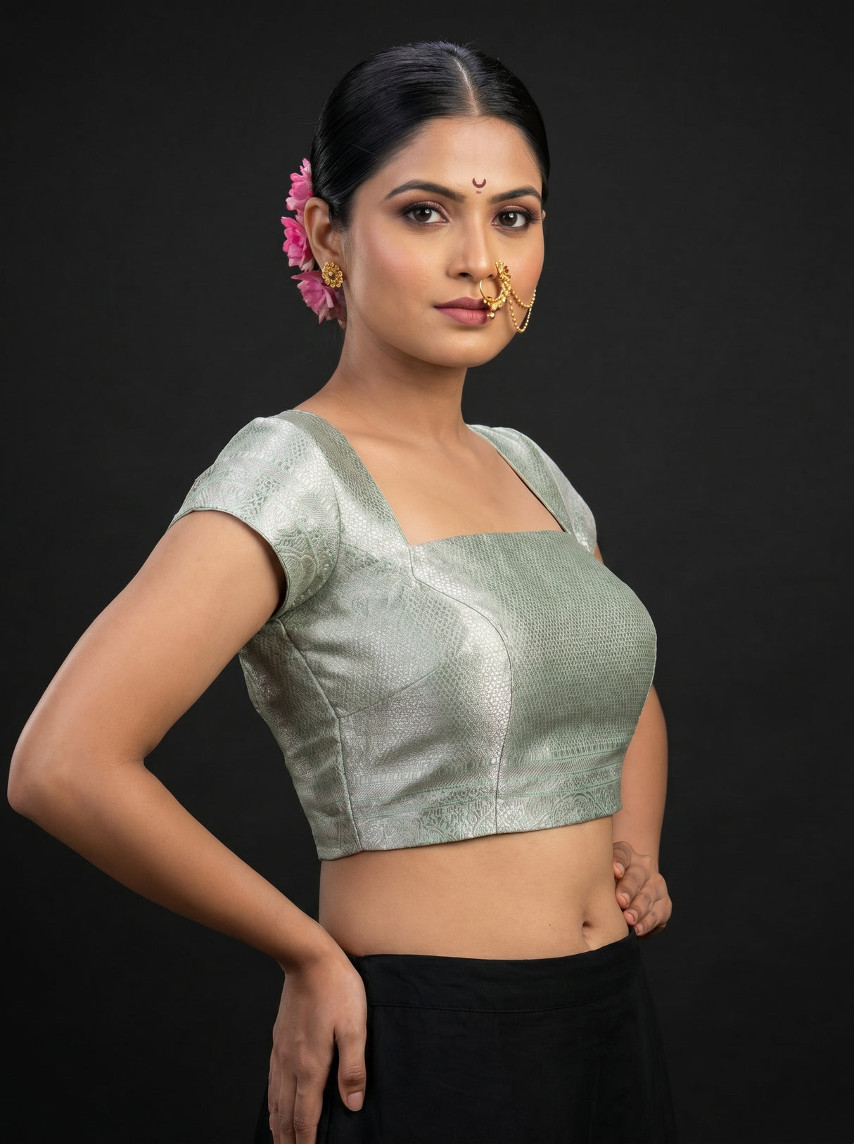MIMOSA Liril Kanjivaram Art Silk Saree — blouse close-up