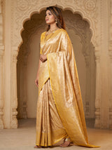 MIMOSA Mustard Kanjivaram Art Silk Saree — side view showing drape