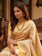 MIMOSA Mustard Kanjivaram Art Silk Saree — pose 8 styling detail