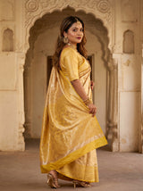 MIMOSA Mustard Kanjivaram Art Silk Saree — pose 9 styling detail