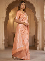 MIMOSA Peach Kanjivaram Art Silk Saree — side view showing drape
