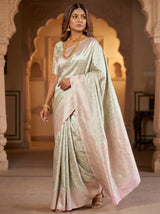 MIMOSA Pink Kanjivaram Art Silk Saree — detailed view of the border