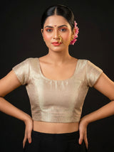 MIMOSA Pink Kanjivaram Art Silk Saree — blouse close-up