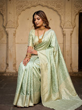 MIMOSA Pista Kanjivaram Art Silk Saree — pose 8 styling detail