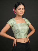 MIMOSA Pista Kanjivaram Art Silk Saree — blouse close-up
