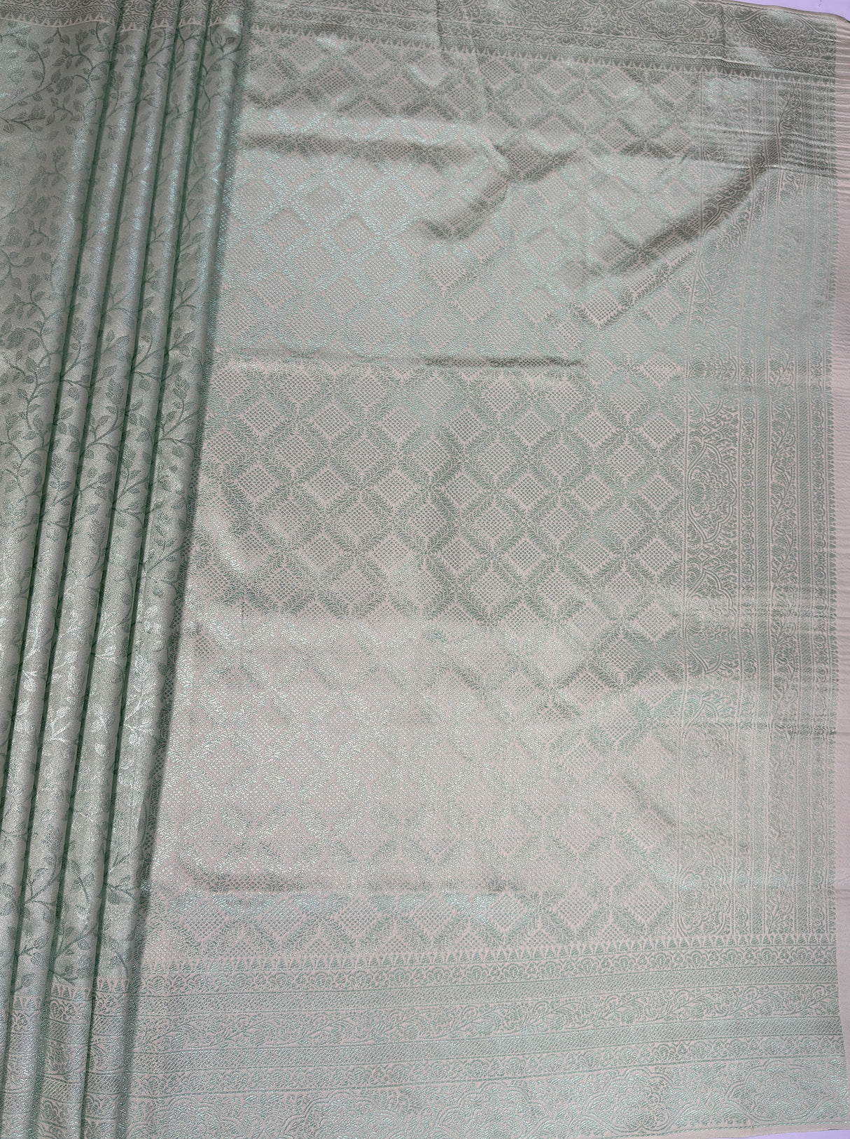 MIMOSA Pista Kanjivaram Art Silk Saree — pallu and zari work detail