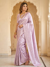 MIMOSA Violet Kanjivaram Art Silk Saree — view of the pallu and pleats