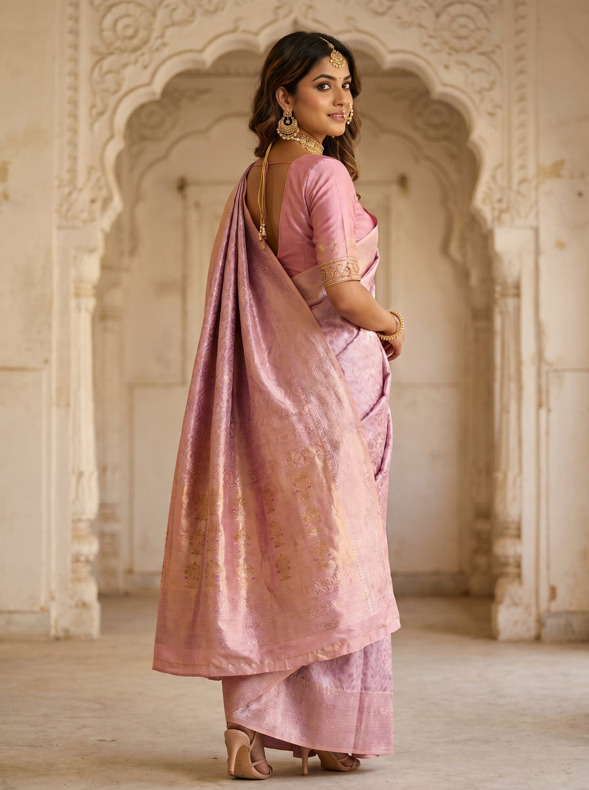 MIMOSA Violet Kanjivaram Art Silk Saree — pose 9 styling detail